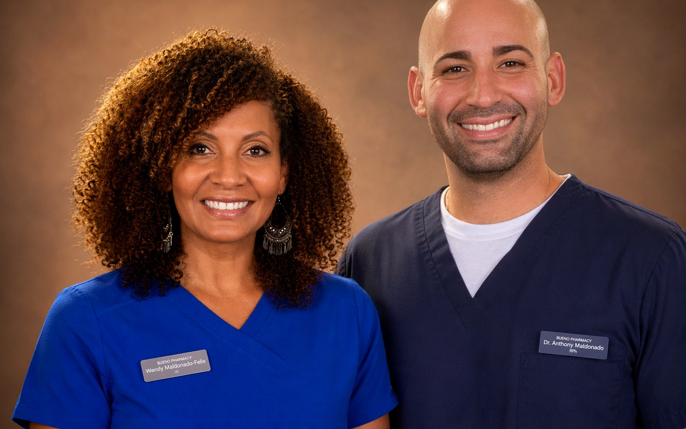 Anthony Maldonado, PharmD y Wendy Maldonado en Bueno Pharmacy
